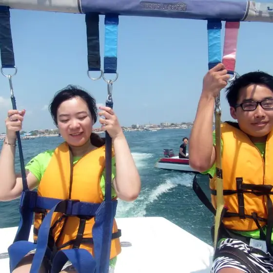 Guests ready for parasailing